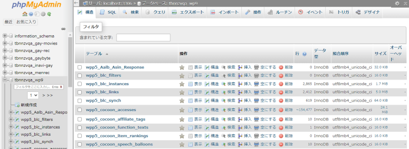 phpmyadminにログイン